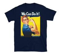 QYUIPEXE Rosie The Riveter Vintage Woman Female Rights T-Shirt Navy Blue S