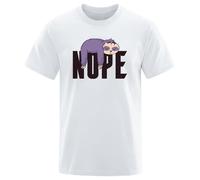 QYUIPEXE Sloth Sleeping On His Stomach printinhMan T-Shirts White S