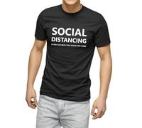 QYUIPEXE Social Distancing Shirt If You Can Read This You Are Too Close Running T-Shirt Black XXL