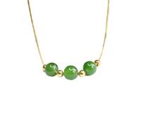 QYVHGJUAB Collar con colgante de jade hetiano natural for mujer, plata S925 chapada en oro, collar yoga tres vidas for, joyería jaspe genuino