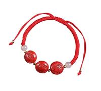 QYVHGJUAB Pulsera de animales del zodiaco cinabrio Natural, amuleto la suerte Feng Shui, ajustable hilo rojo tejido a mano for riqueza(Snake Rooster Ox-Jade)