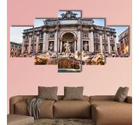 QYYAMDEQ Cuadros Salon 5 Pieza Lienzos Decorativos Fontana Trevi Italia 5 Paneles Cuadros Decoracion Salon Grandes Lienzo cuadros y láminas regalos personalizados