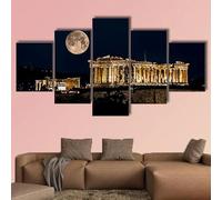 QYYAMDEQ Cuadros Salon 5 Pieza Lienzos Decorativos Partenón de Atenas Grecia 5 Paneles Cuadros Decoracion Salon Grandes Lienzo cuadros y láminas regalos personalizados