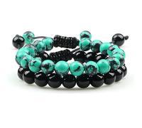 QYYZTHX 2 PCS Men Beads Pulsera Tigre Eye Stone Encanto Trenzado Onyx Lava Rock Brazalete con Cuentas para Mujeres Regalos de brazaletes de Yoga Amigos