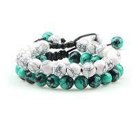QYYZTHX 2 PCS Men Beads Pulsera Tigre Eye Stone Encanto Trenzado Onyx Lava Rock Brazalete con Cuentas para Mujeres Regalos de brazaletes de Yoga Amigos