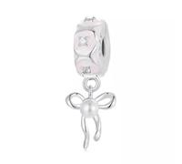 QYYZTHX Ballet Bow Pink Clip Charm Bead Genuine 925 Sterling Silver Compatible with Bracelet