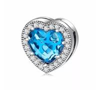 QYYZTHX Blue Love Heart Clip Charm Genuine 925 Sterling Silver Compatible with Reflexions Bracelet Reflections