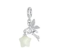 QYYZTHX Luminous Fairy Dangle Charm Star Glow In The Dark Genuine 925 Sterling Silver Compatible with Bracelet