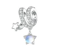 QYYZTHX Moonstone Meteor Shower Wrap Charm Bead Star Night Genuine 925 Sterling Silver Compatible with Bracelet