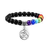 QYYZTHX Pulsera de Piedra Natural de 7 Chakras, Pulseras de Yoga curativas Reiki, Colgante Mala para Mujeres y Hombres, brazaletes de Regalo de meditación