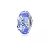 QYYZTHX Purple Secret Garden Flower Glass Charm Bead Floret Genuine 925 Sterling Silver Compatible with Bracelet