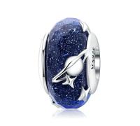 QYYZTHX Shooting Star Planet Glass Charm Bead Night Genuine 925 Sterling Silver Compatible with Bracelet