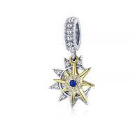 QYYZTHX Sun & Moon Dangle Charm Genuine 925 Sterling Silver Compatible with Bracelet