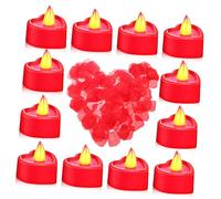 QYYZTQY 1 Set Candles Memorial Ornament Heart Led Candle Led Love Candle Red Rose Petals Artificial Rose Petals Roses Petals Romantic Props Holiday Items Decorations PVC Marry Me Bulk