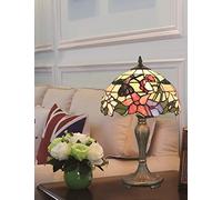QYYZTQY 12- Inch Vintage Pastoral Hummingbird with Flowers Stained Glass Style Table Lamp Bedroom Lamp Bedside Lamp