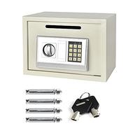 QYYZTQY 16L Drop Box Safebox for Home, Electronic Security Safe with Digital Keypad Emergency Overide Key, Fireproof and Waterproof/White/16L