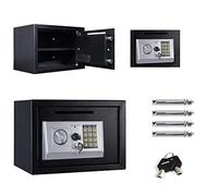 QYYZTQY 16L Drop Box Safebox for Home, Electronic Security Safe with Digital Keypad Emergency Overide Key, Fireproof and Waterproof/Black/16L