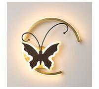 QYYZTQY 16W Led Wall Sconces, Nordic Luxury Butterfly Wall Lights, Acrylic and Copper Wall Lamp Fixture for Bedroom, Hallway, Living Room, TV Wall, Bedside,Black (Color : Gold)