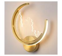 QYYZTQY 18W Contemporary LED Wall Lamp, Acrylic and Metal Made Wall Lighting Fixtures for Living Room, Dining Room, Bedroom Bedside Lamp,Black (Color : Gold)