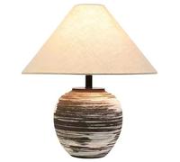 QYYZTQY 19" Tall Ceramic Pot Table Lamp Distressed Black White Stripe Large Pottery Table Lamp Mid Century Bedside Lamp Farmhouse Rustic Desk Nightstand Lamp for Living Room Bedroom Home Office