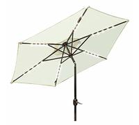 QYYZTQY 2.5m/8.2ft Patio Flower Parasol Hand Crank, Outdoor Round Swimming Pool Umbrella, with 30 Lights, Three Colors to Choose from (White)