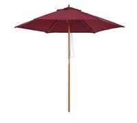 QYYZTQY 2.5m Wooden Garden Parasol Sun Shade Outdoor Canopy Wine Red, Easy to Use Patio Umbrella