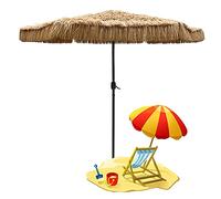 QYYZTQY 2.7m / 8.86ft Large Garden Hawaiian Thatched Tiki Beach Parasols/Sun Shade/Tilting Patio Umbrella, Outdoor Folding Parasol