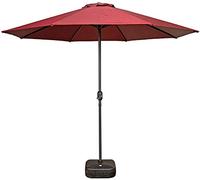 QYYZTQY 2.7M Iron Garden Sun Shade Patio, Parasol Base, with Handle Crank Outdoor Umbrella Canopy, Green, Off White, Khaki (Wine Red 270cm)