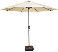 QYYZTQY 2.7M Iron Garden Sun Shade Patio, Parasol Base, with Handle Crank Outdoor Umbrella Canopy, Wine Red, Green, Khaki (Off White 270cm)