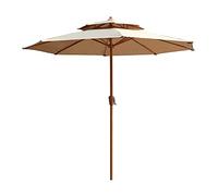 QYYZTQY 2.7m Parasol Double Top Outdoor Protection and Rainproof, Polyester g/m2, Table Umbrella for Garden, Patio, Beach, Deck & Pool (Light Brown)