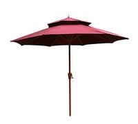 QYYZTQY 2.7m Parasol Double Top Outdoor Protection and Rainproof, Polyester g/m2, Table Umbrella for Garden, Patio, Beach, Deck & Pool (Red)