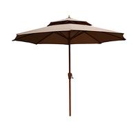 QYYZTQY 2.7m Parasol Double Top Outdoor Protection and Rainproof, Polyester g/m2, Table Umbrella for Garden, Patio, Beach, Deck & Pool (Brown)