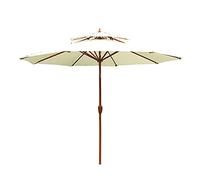 QYYZTQY 2.7m Parasol Double Top Outdoor Protection and Rainproof, Polyester g/m2, Table Umbrella for Garden, Patio, Beach, Deck & Pool (White)