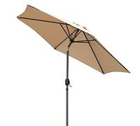 QYYZTQY 2.7M Patio with Tilt Crank Handle Ribs, Umbrella Table Outdoor Garden Parasol for Deck/Backyard/Pool,1 Dark Green (3 Khaki)