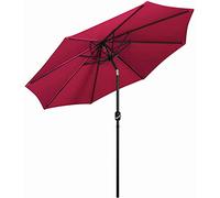 QYYZTQY 2.7M Patio with Tilt Crank Handle Ribs, Umbrella Table Outdoor Garden Parasol for Deck/Backyard/Pool,1 Dark Green (4 Wine Red)