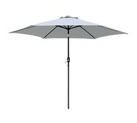 QYYZTQY 2.7M Round Parasol Outdoor Garden Sun Shade with Crank Tilt Grey Patio Umbrella