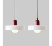QYYZTQY 2 Pack Glass Pendant Lights Kitchen Island Lighting Fixture Nordic Round Hanging Ceiling Lamp Suspended Light for Bedroom Bedside Living Room Dining Table Lamps