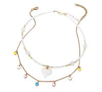 QYYZTQY 2 Pcs Heart Choker Colorful Beads Layered Friendship Y2K Beach Costume Gifts Women Jewelry for Girls