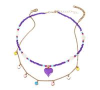 QYYZTQY 2 Pcs Heart Choker Colorful Beads Layered Friendship Y2K Beach Costume Gifts Women Jewelry for Girls