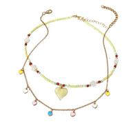 QYYZTQY 2 Pcs Heart Choker Colorful Beads Layered Friendship Y2K Beach Costume Gifts Women Jewelry for Girls