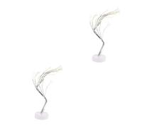 QYYZTQY 2 Pcs Wall Sticker Birch Tree Glowing Decor Tabletop Night Light Lit Tree Centerpieces Ash Tray Led Office Desk Decor Creative Night Lamp Plastic Copper Wire Lamp USB White
