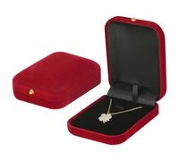 QYYZTQY 2 Pieces Velvet Gift Holder Box Necklace Pendant Bracelet, Small Jewelry Storage Display Case for Christmas Wedding Proposal Birthday Valentine's Day (Red)