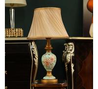 QYYZTQY 20" Tall Blue Floral Table Lamp Hand Painted Flower Rustic Table Lamp Retro Cottage Farmhouse Bedside Nightstand Lamp Vintage End Desk Lamp for Bedroom Living Room Entryway Home Office