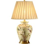 QYYZTQY 23.6” Flower and Bird Ceramic Table Lamp Chinese styleDesk Lamp Cottage Bedside Desk Nightstand Table Lamp