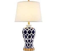 QYYZTQY 23” Blue and White Ceramic Table Lamp with Gold Base Chinese styleDesk Lamp Cottage Bedside Desk Nightstand Table Lamp