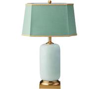 QYYZTQY 24.8” Green Ceramic Table Lamp,Rectangular Fabric Shade,Gold Base,Chinese styleDesk Lamp, Bedside Desk Nightstand Table Lamp for Bedroom,Living Room, Office