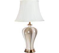 QYYZTQY 24.8” White Ceramic Table Lamp Chinese styleLED Desk Lamp Gradient Ceramic Lamp Body Cottage Bedside Desk Nightstand Table Lamp for Bedroom,Living Room,Family Room, Office