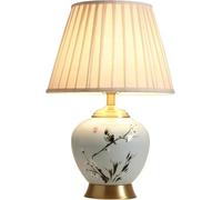 QYYZTQY 24.8” White Flower and Bird Ceramic Table Lamp Chinese styleDesk Lamp Cottage Bedside Desk Nightstand Table Lamp