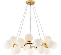QYYZTQY 25 Lights Creative Cluster Globe Bubble Milk Glass Round Dining Gold Mid Century Ceiling Pendant Light Large Chandelier for Living Room Bedroom