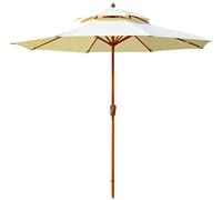 QYYZTQY 270CM Parasol Outdoor Umbrella Sun Shade for Beach, Pool, Patio & Garden, Double-Layer Polyester Canopy with Easy Crank System, Green/Beige Color